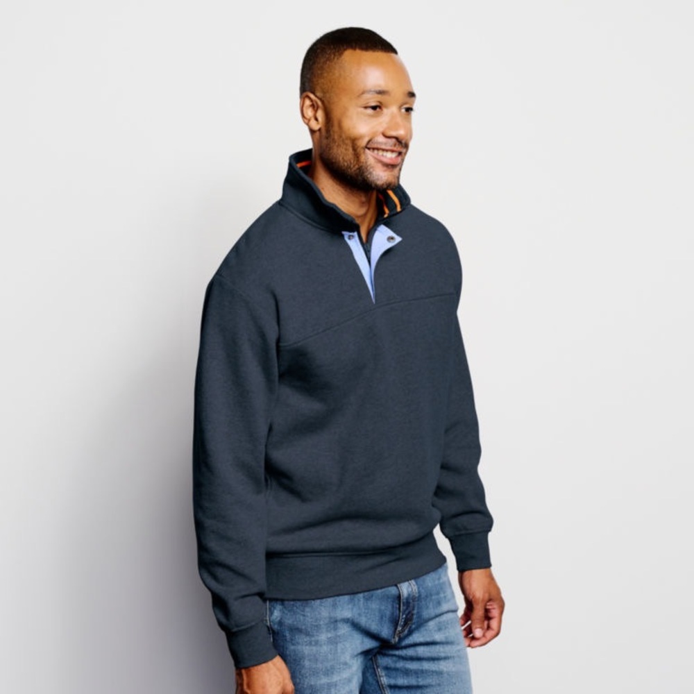 ORVIS sweater sweatshirt grey blue fleece cotton